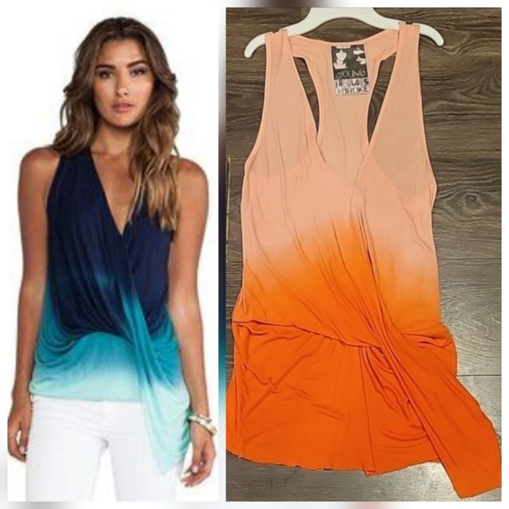❤️ YOUNG FABULOUS & BROKE × REVOLVE CLEO OMBRE DIP DYED TANK TOP, SMALL